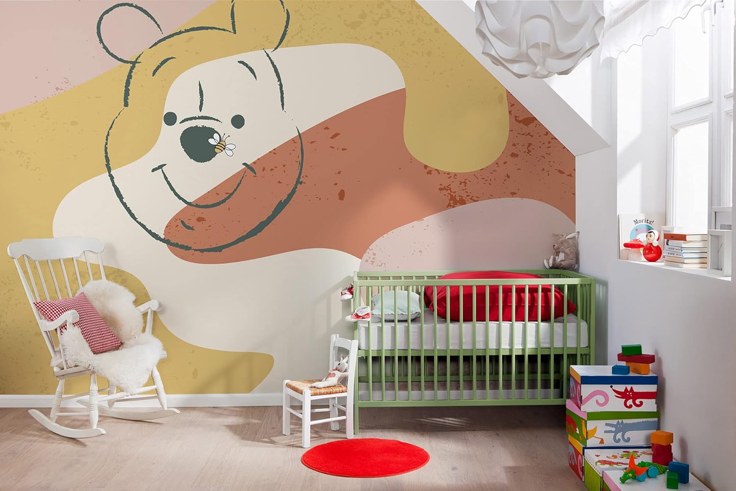 Komar Disney IADX8-049 Non-Woven Photo Wallpaper Winnie The Pooh Bee Design 400 x 280 cm (W x H) Bear Baby Nursery Wallpaper Colourful