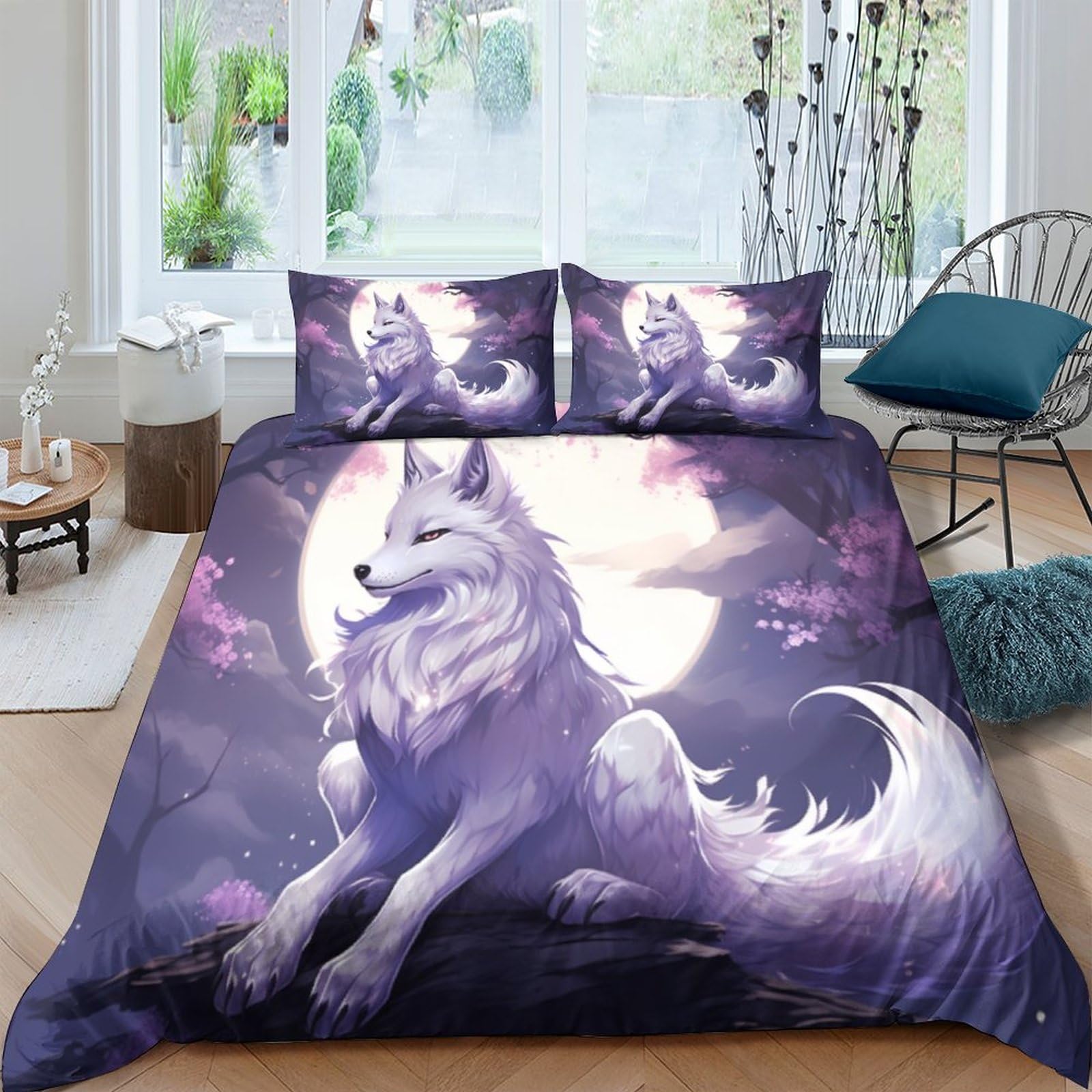 Housse de couette renard 3D parure de lit 200x200 microfibre