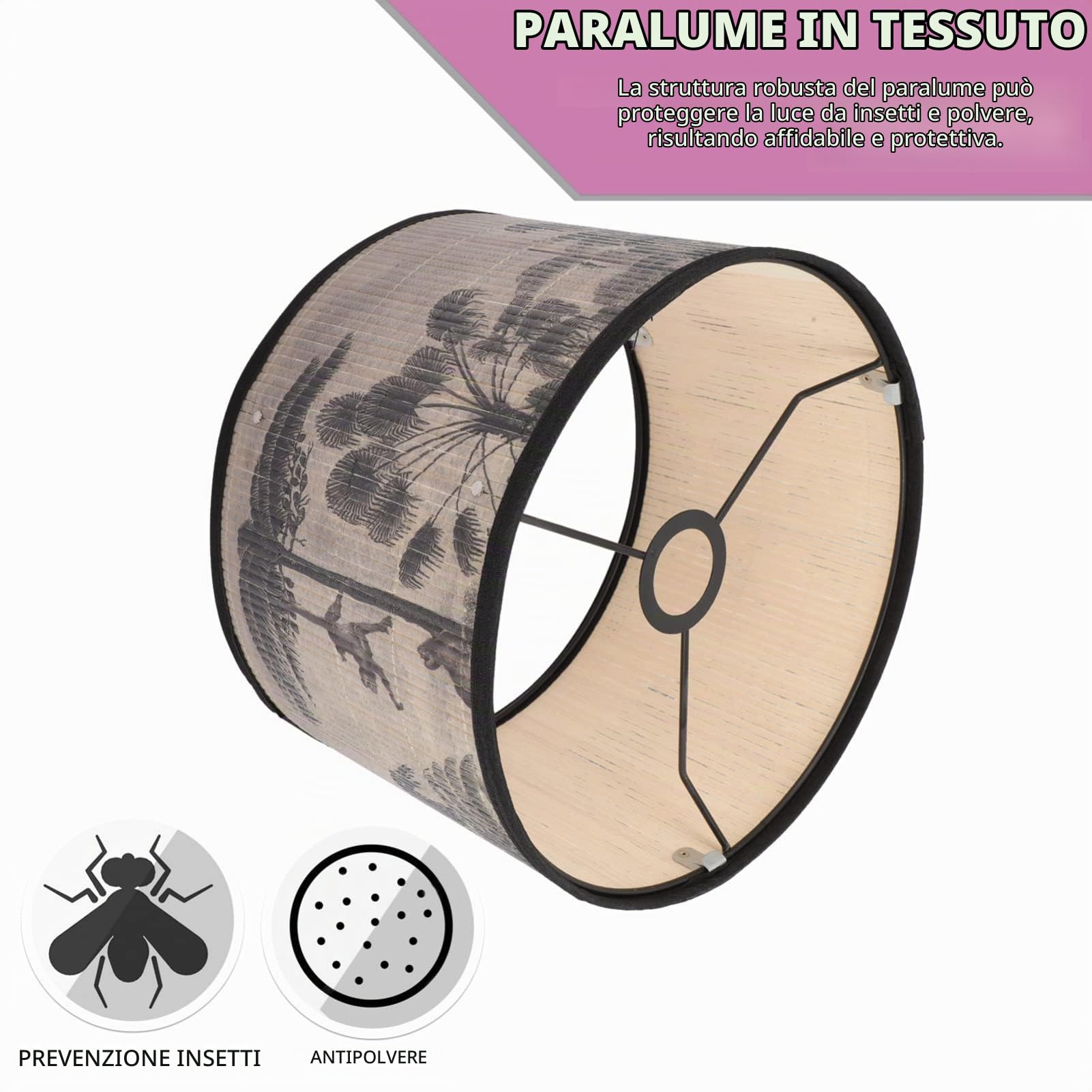 Uonlytech Paralume Retro Vintage Lampada a Sospensione Paralume Tamburo Per Lampadario Pendente Copertura Luce Soffitto Per Soggiorno Studio Ufficio