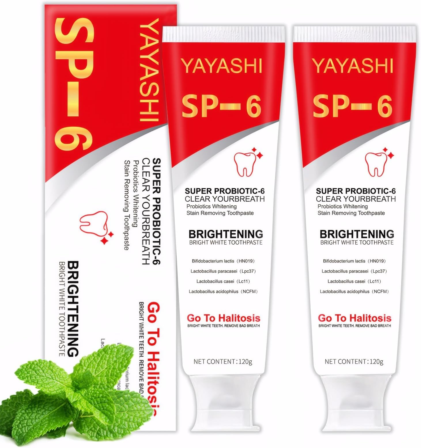 SP-6 Ultra Whitening Toothpaste, 2Pcs Super Probiotic-6 Toothpaste with 6 Probiotics for Oral Microbiota Strength, Deep Cleaning, Brightening, Fresh Breath (120g)