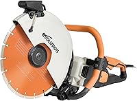 Evolution R14DCT 14" Electric Concrete Saw - 20A High-Torque Motor, 5-1/8" Depth, Auto Dust Suppression, Diamond Blade, No Gas Maintenance