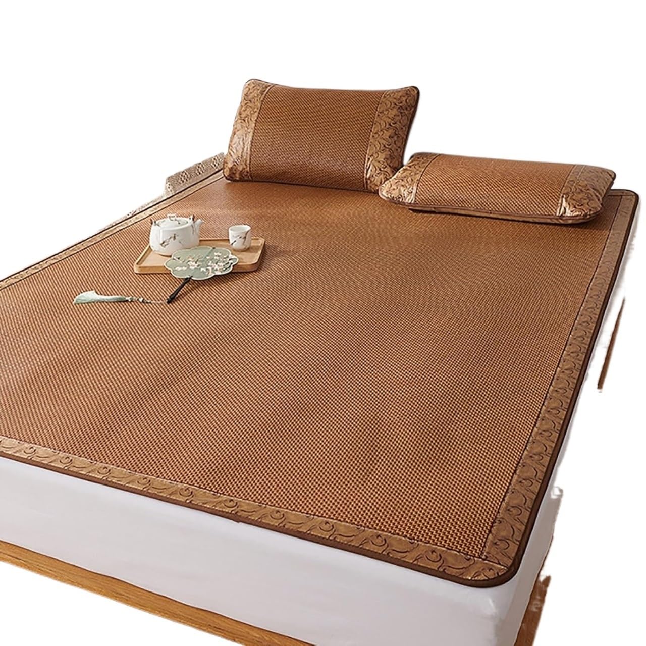 Tapis de couchage d'été en bambou respirant double face pliable couleur B 200cm