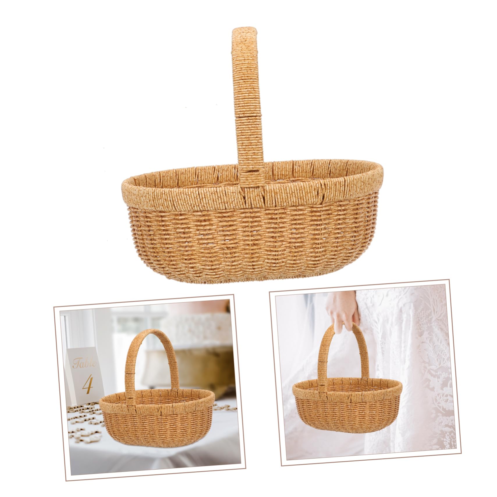 Toddmomy Cestino in Plastica Finta Rattan Cestino Portaoggetti Portatile per Alimenti e Frutta per Picnic Campeggio e Riunioni di Famiglia Contenitore Versatile e Pratico