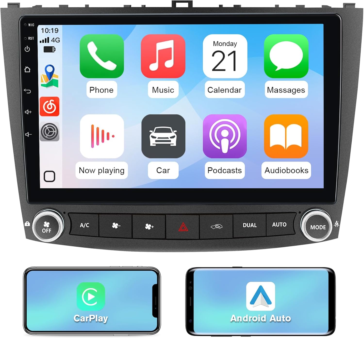 Android 13 Car Radio Stereo for Lexus IS250 IS300 IS200 IS220 IS350 2005-2012 Wireless CarPlay Android Auto 10-inch Touch Screen Bluetooth WiFi Back Camera GPS Navigation