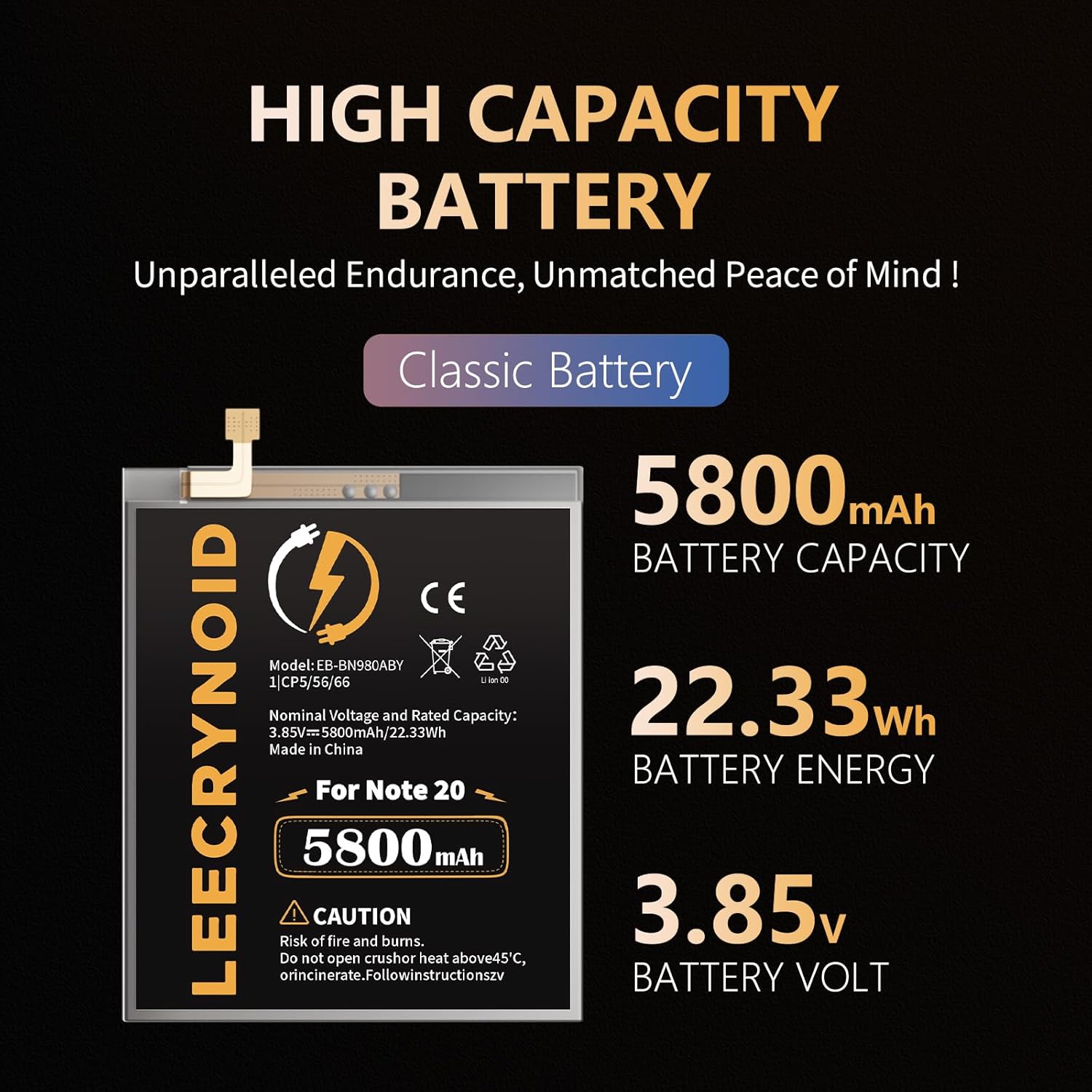 for Samsung Galaxy Note 20 Battery,5800mAh (New Upgraded) Replacement Battery for Samsung Galaxy Note 20 5G SM-N980 SM-N981U with Professional Repair Tool Kits