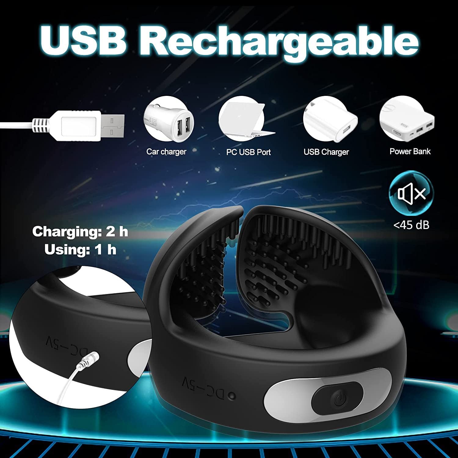 Anello Fallico Vibrante, Anello Fallico in Silicone Elastico Con 10 Modalità Di Vibrazione Per/Stimolazione Dei Testicoli, Anelli Per Testicoli Impermeabili Vibratore Per Coppia Giocattolo Sessuale