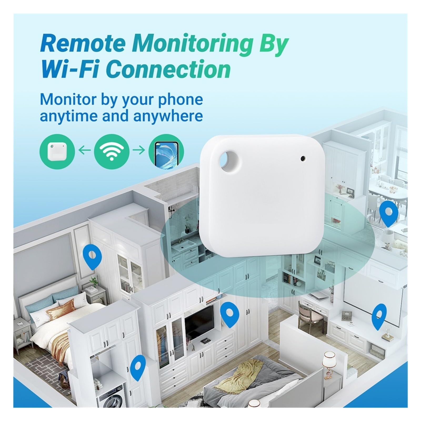 Termohigrómetro Sensor De Temperatura Y Humedad WiFi De Tamaño De Bolsillo De 2,4 GHz, Termómetro Interior, Higrómetro, Sensor 2 En 1 con Alarmas De Temperatura