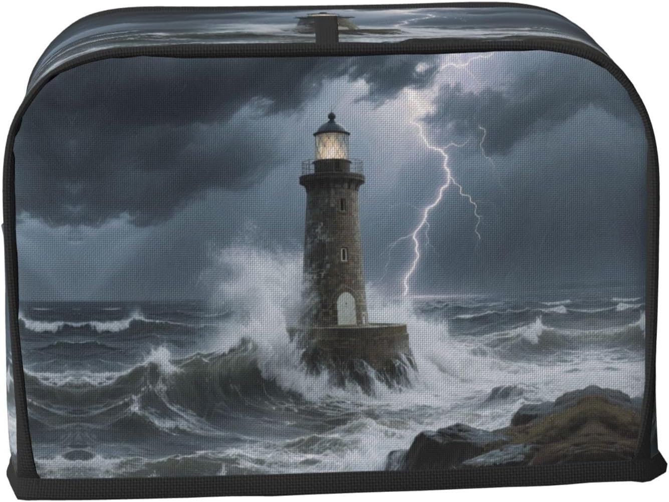 Lighthouse Toaster Cover 2 Slice, Waterproof Bread Machine Covers with Pockets Universal Size Kitchen Small Appliance Cover with Handle, Dust and Fingerprint Protection