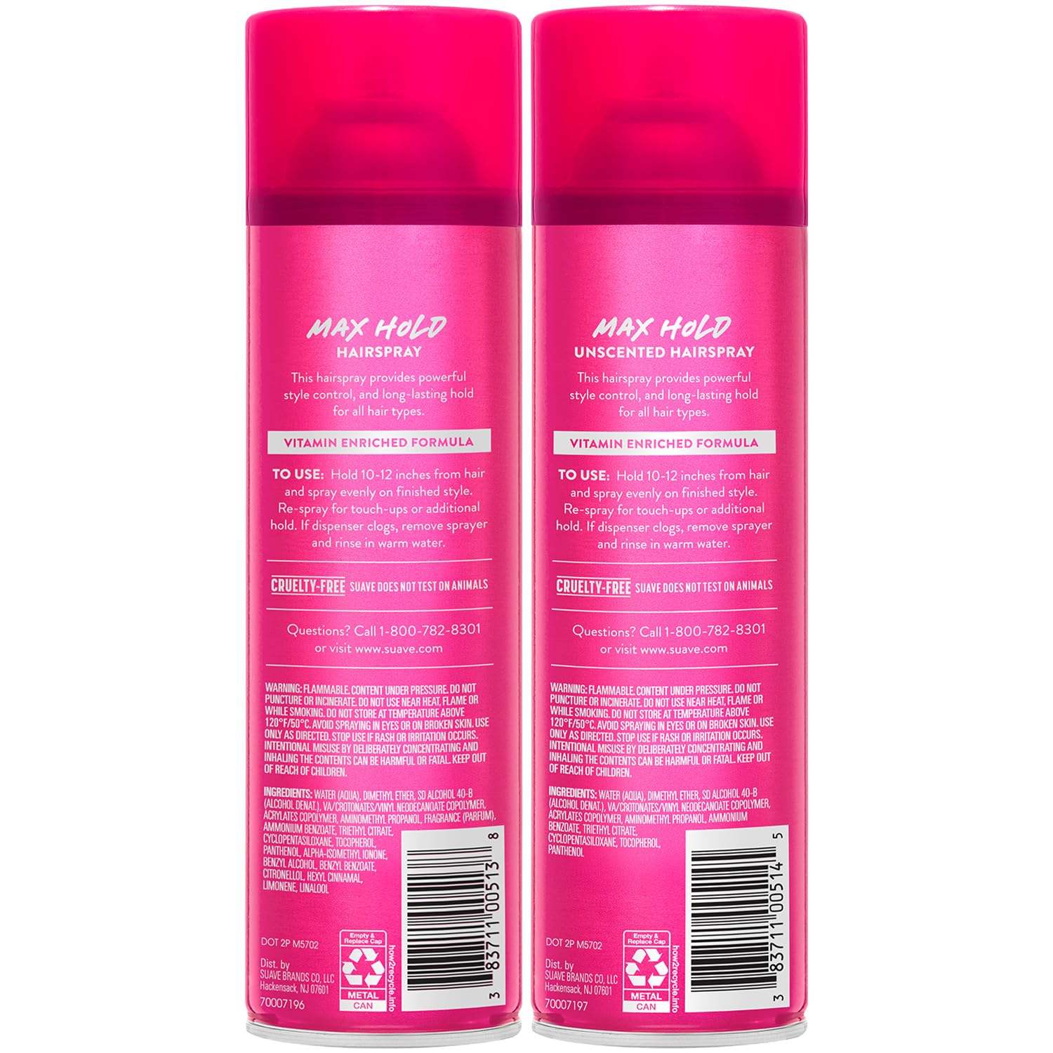 Suave Max Hold Hairspray Variety 4-Pack, Scented & Unscented, 11 Oz Each
