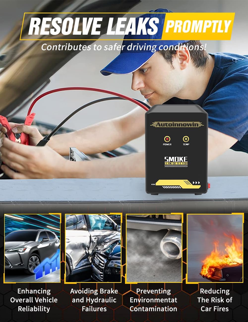 Smoke Machine Automotive Diagnostic Tester - 12V DC EVAP Vacuum Leak Detector for Pipe System