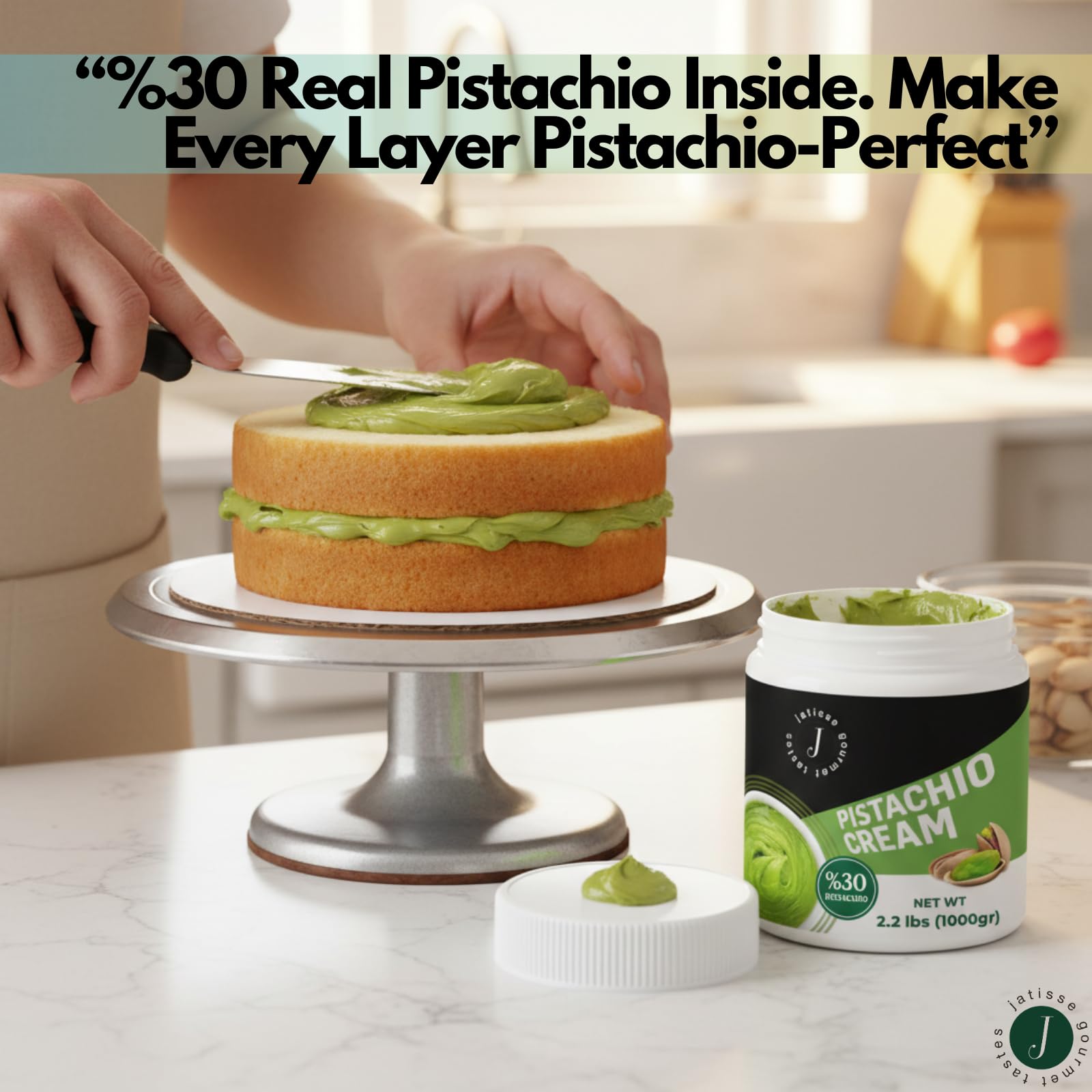 Jatisse Pistachio Cream 17 6oz 30 Antep Pistachio Butter Spread No Palm Oil Sweet Natural Cream for Dubai — view 6