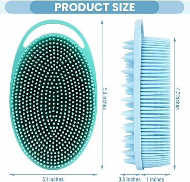 2PCS Silicone Body Scrubber, Blue & Green