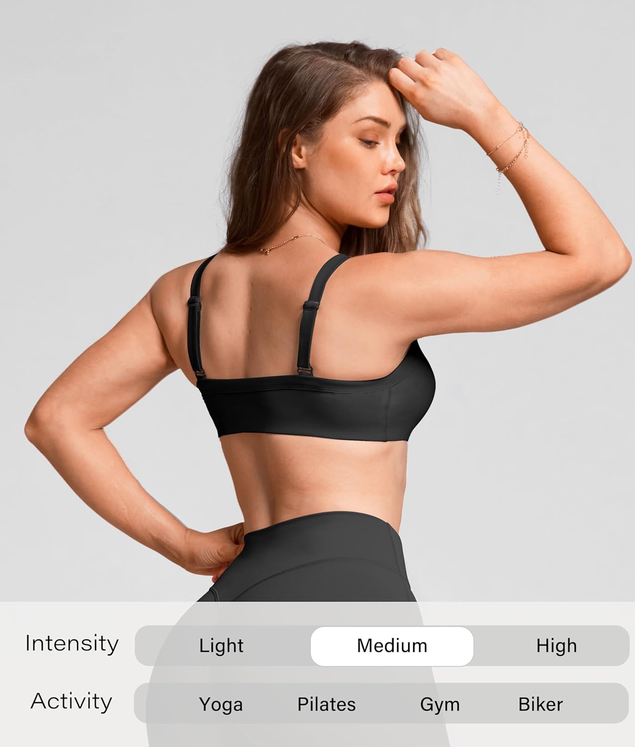 Unthewe Square Neck Padded Sports Bras for Women Supportive Adjustable Strapes Yoga Workout Crop Top - Image 3