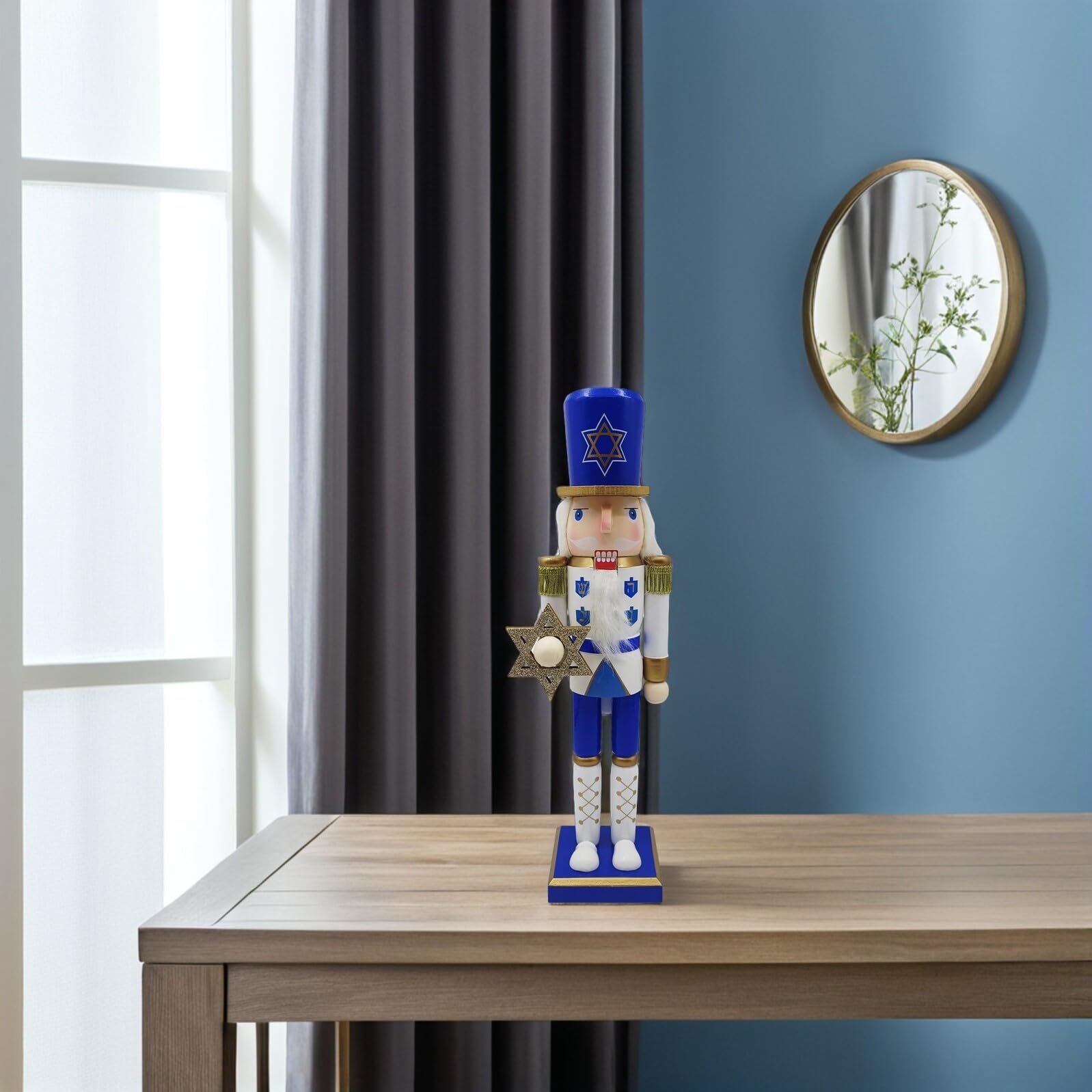 NUOBESTY Cascanueces de Hanukkah Madera Decoración Soldado Estrella David Fiesta Hogar