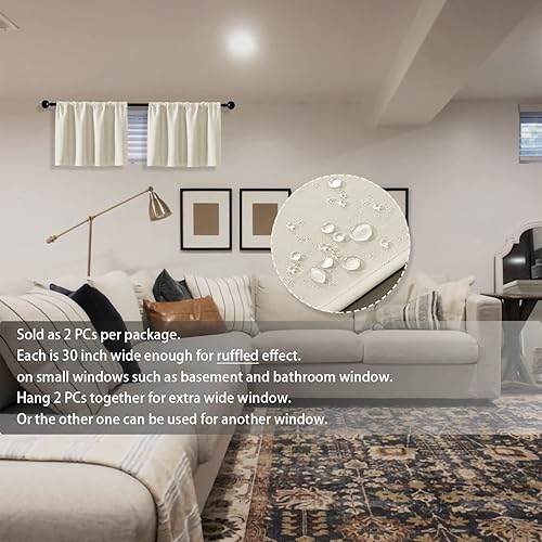 Miniatura 6 de XTMYI Paquete de 2 cenefas bohemias para ventanas, cenefa opaca con bolsillo para barra, para sala de estar, dormitorio, baño, color marfilcremacolor