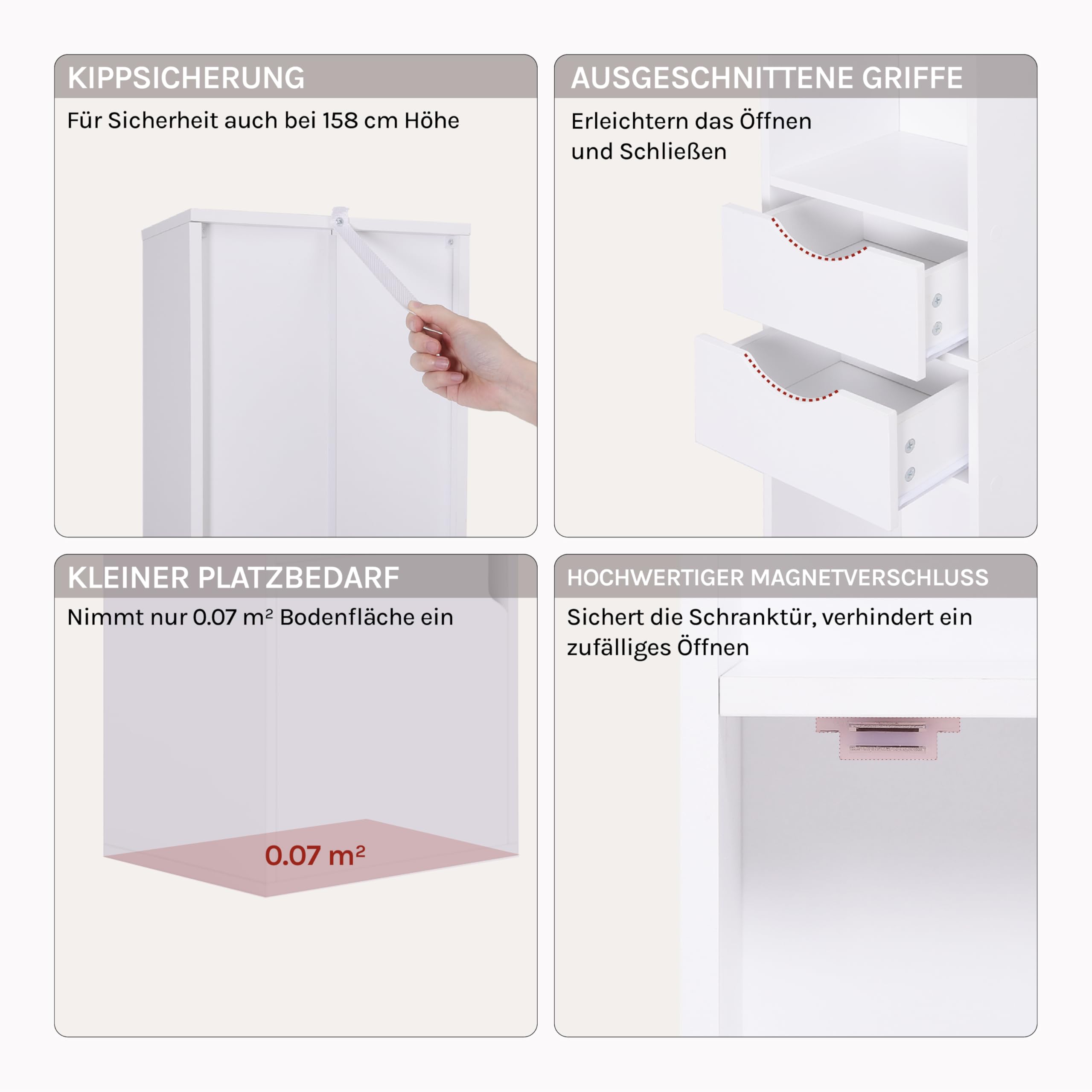 WOLTU Bücherregal Standregal mit Schubladen und Tür, Büroregal, Aufbewahrungsregal, Weiß, 30 x 158 x 24 cm