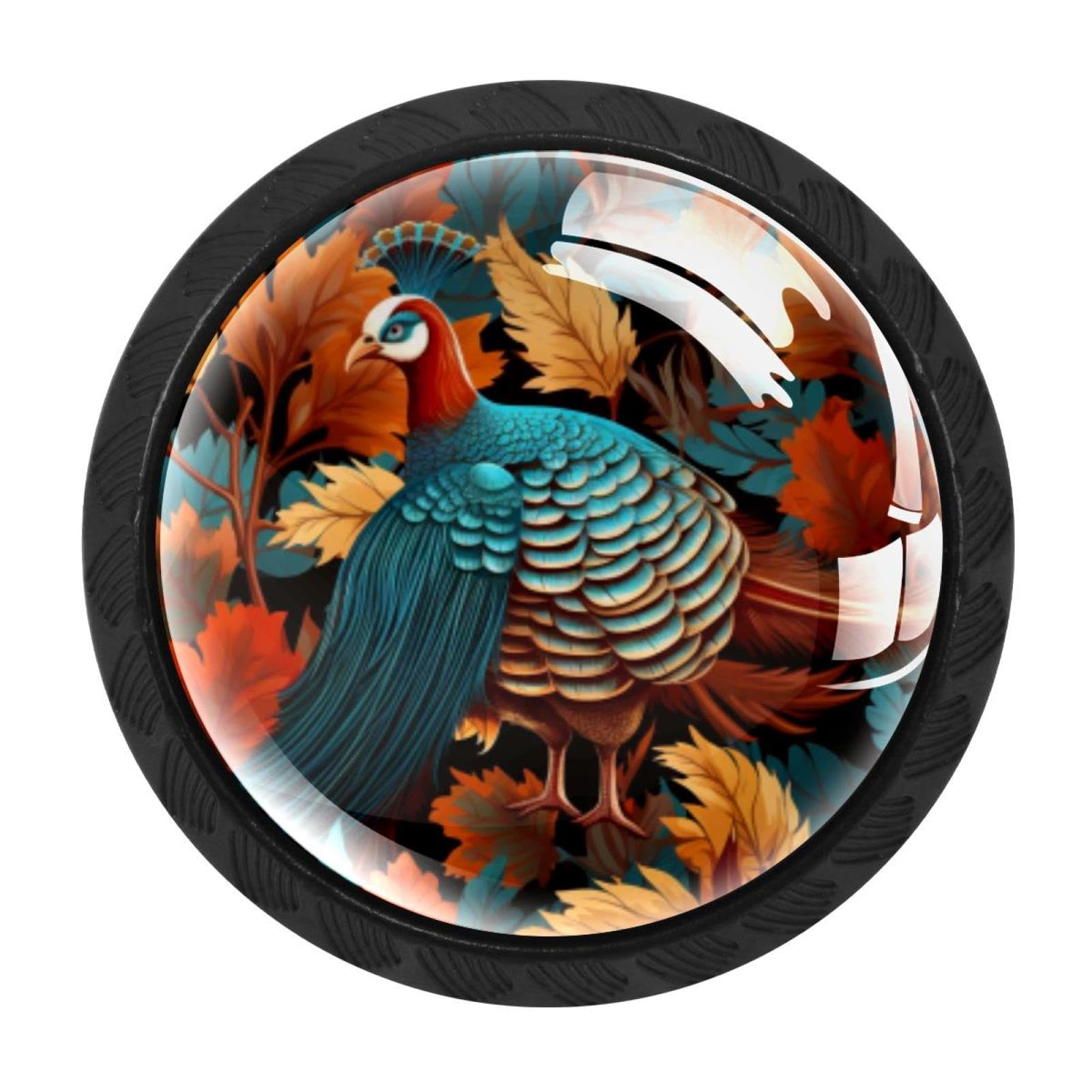 CHENZZZZ 4 Pack Cabinet Handles Black Thanksgiving Turkey Leaves Cabinet Knobs Draw