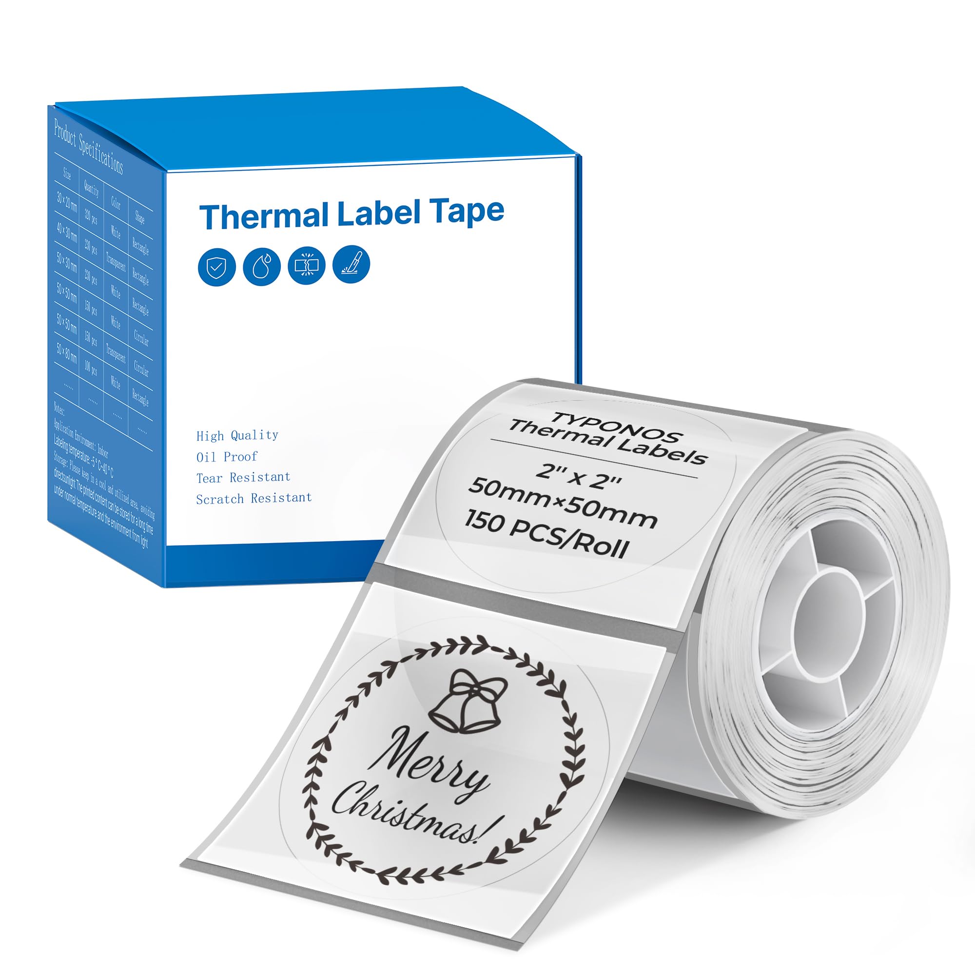 Thermal Labels for TYPONOS PM240 Printer 2 Inch Round, 1 Roll, Transparent โ image 1