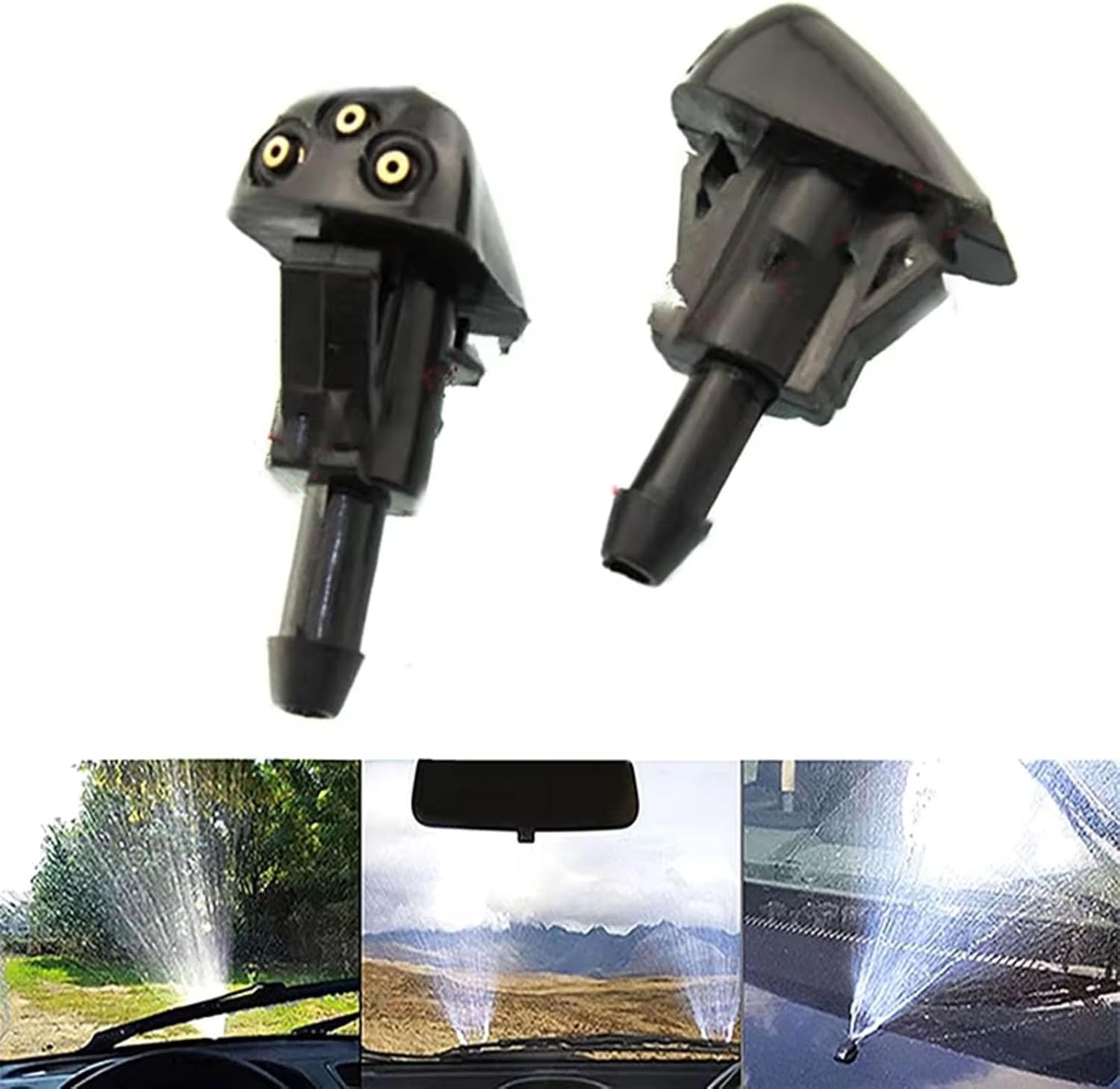 Windshield Washer Nozzles Compatible with Automotive Front Windshield Windscreen Wiper Washer Sprayer Kits Replacement Universal Hood Water Clean Nozzles