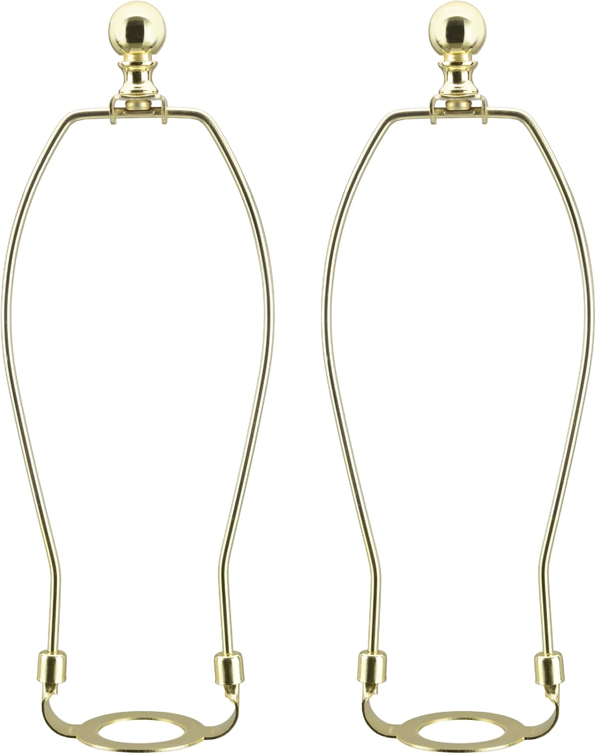 Aspen Creative 20042-12A, 11" Lamp Shade Harp Holder with E26 UNO Fitter Adapter, Includes Solid Steel Bumped Cylinder Finial, 11" Harp, and E26 36mm UNO Fitter in Brass Plated Finish, 2 Pack