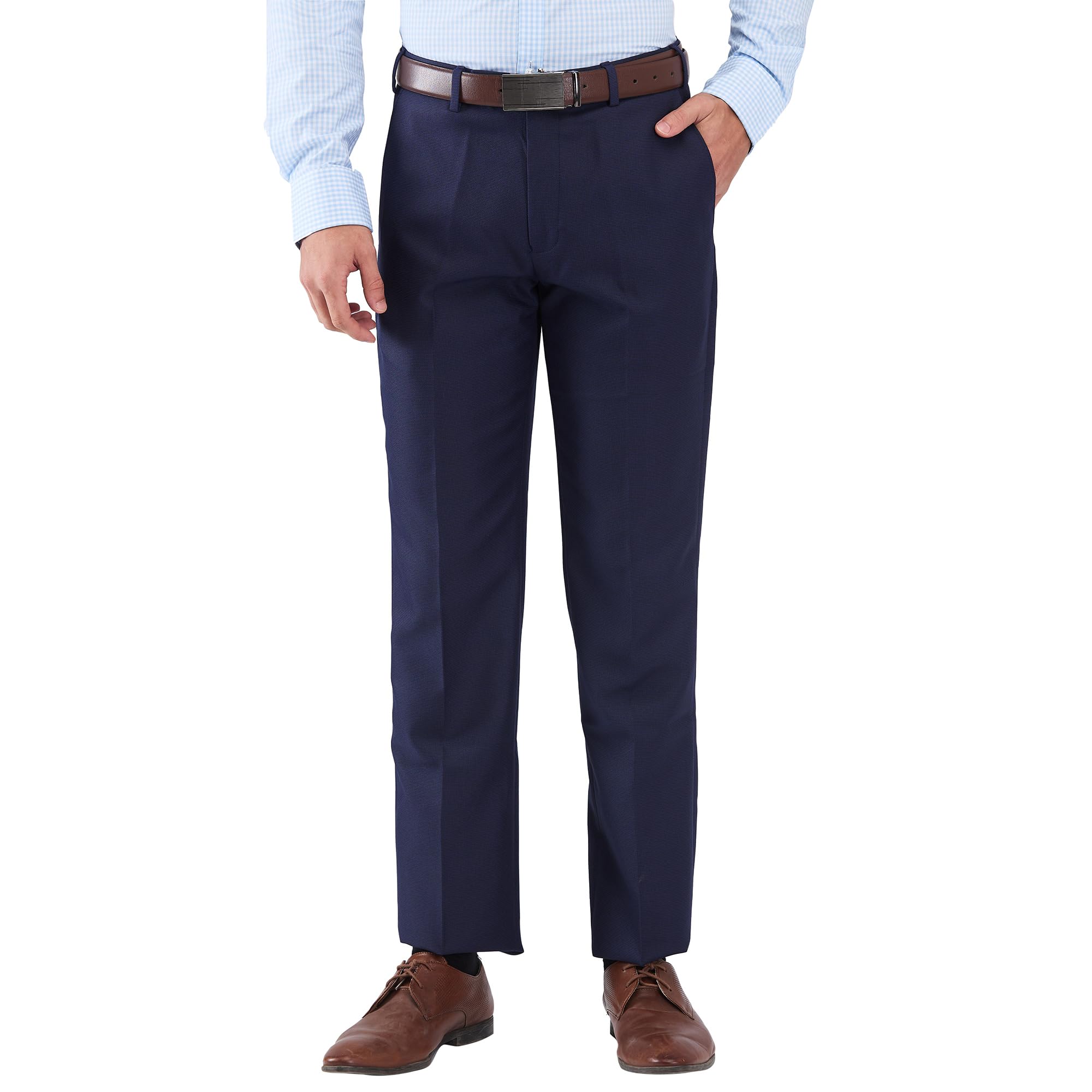 park avenue Men's Regular Fit Solid Pattern Poly Viscose Blend Flat Front Formal Trouser (Size: 36)-PMTX07681-B8 Dark Blue-picture-37