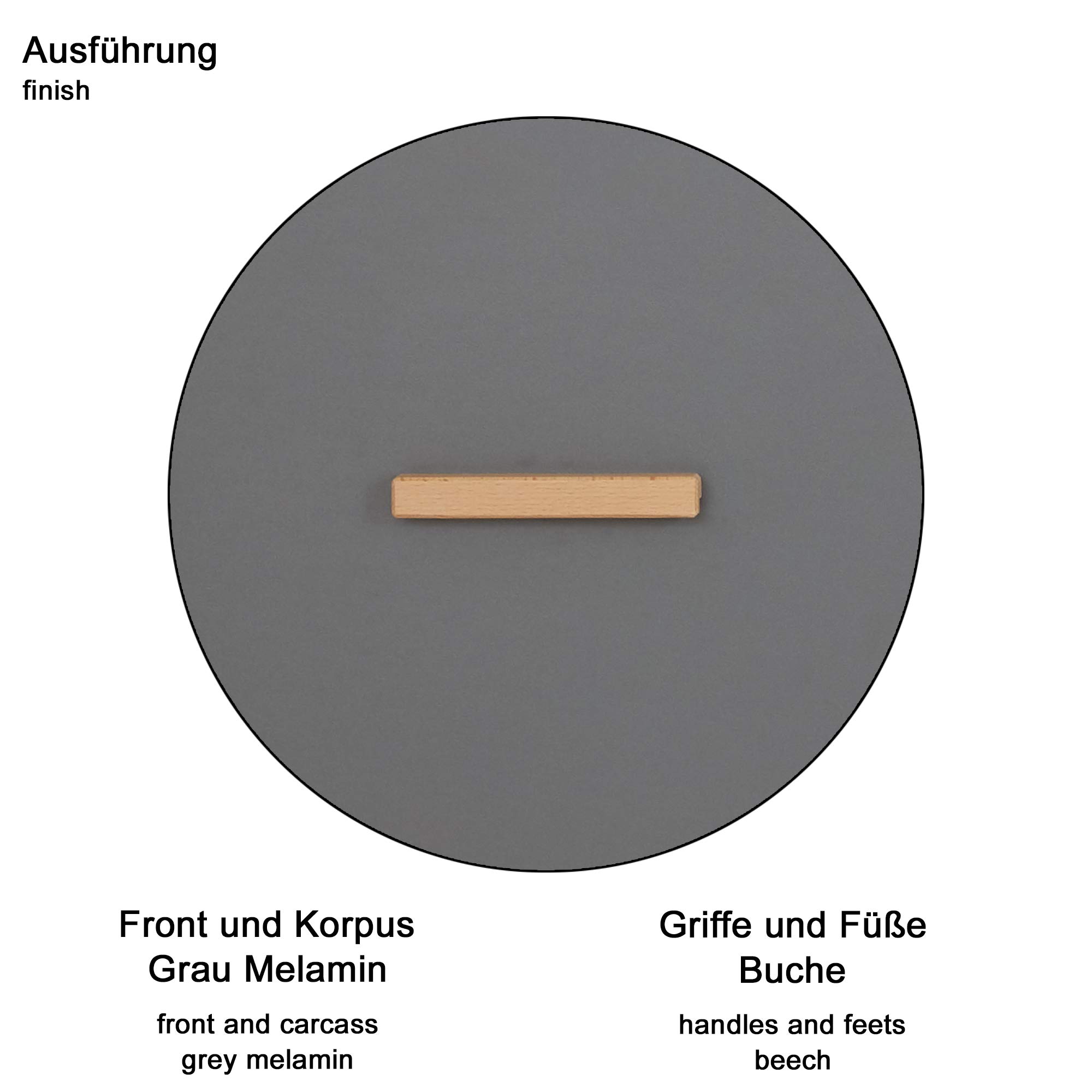 trendteam smart living - Mats - Babyzimmer Kombination - Grau Matt - Kleiderschrank, Wickelkommode, Babybett - mit lackierten Massivholzfüßen und Griffen