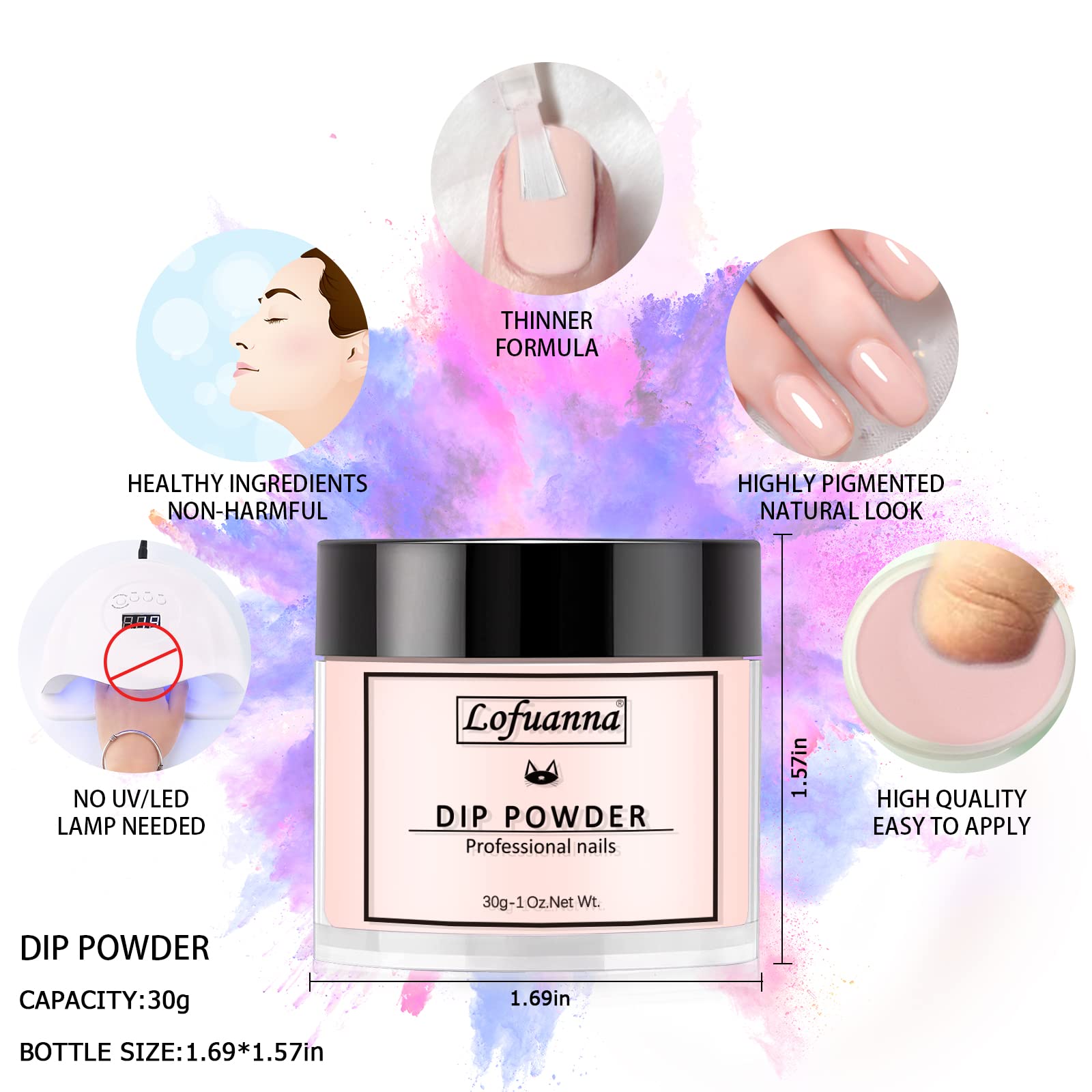 Lofuanna 30g Nude Dip Powder,Polvo de Inmersión para Uñas para el Arte de las Uñas Francesas Starter,Polvo de Inmersión de Calidad Profesional sin Necesidad de Curar con Lámpara de Uñas (004)