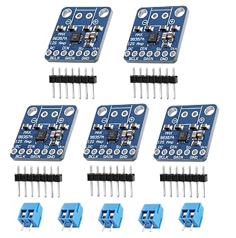 MAX98357A Audio Amplifier Module Ulegqin MAX98357A I2S Amplifier with 3W Class D Filterless DIY Amplifier Board DAC Decoder Compatible with Arduino/Rasp-Pi/ESP32 (Pack of 5)