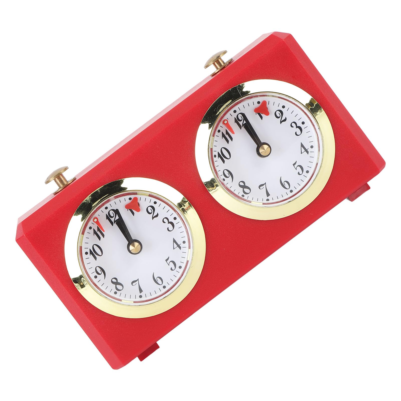 Mechanische Schachuhr, analoger Aufzieh-Schachtimer mit großen Zifferblättern für internationales Schach, chinesisches Schach und Go, Vintage-Wettkampfspieluhr für Turniere und den (Rot)