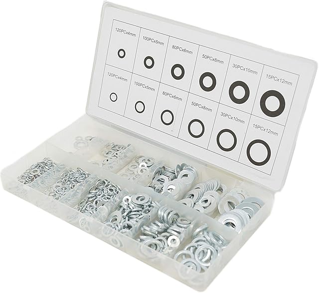 Dapetz ® 790 Pieces of Flat & Spring Stainless Steel Assorted washers Set, it is Rust Resistant and it Comes in a Storage case and it is Ideal for Home Decoration, and Office Repairs.