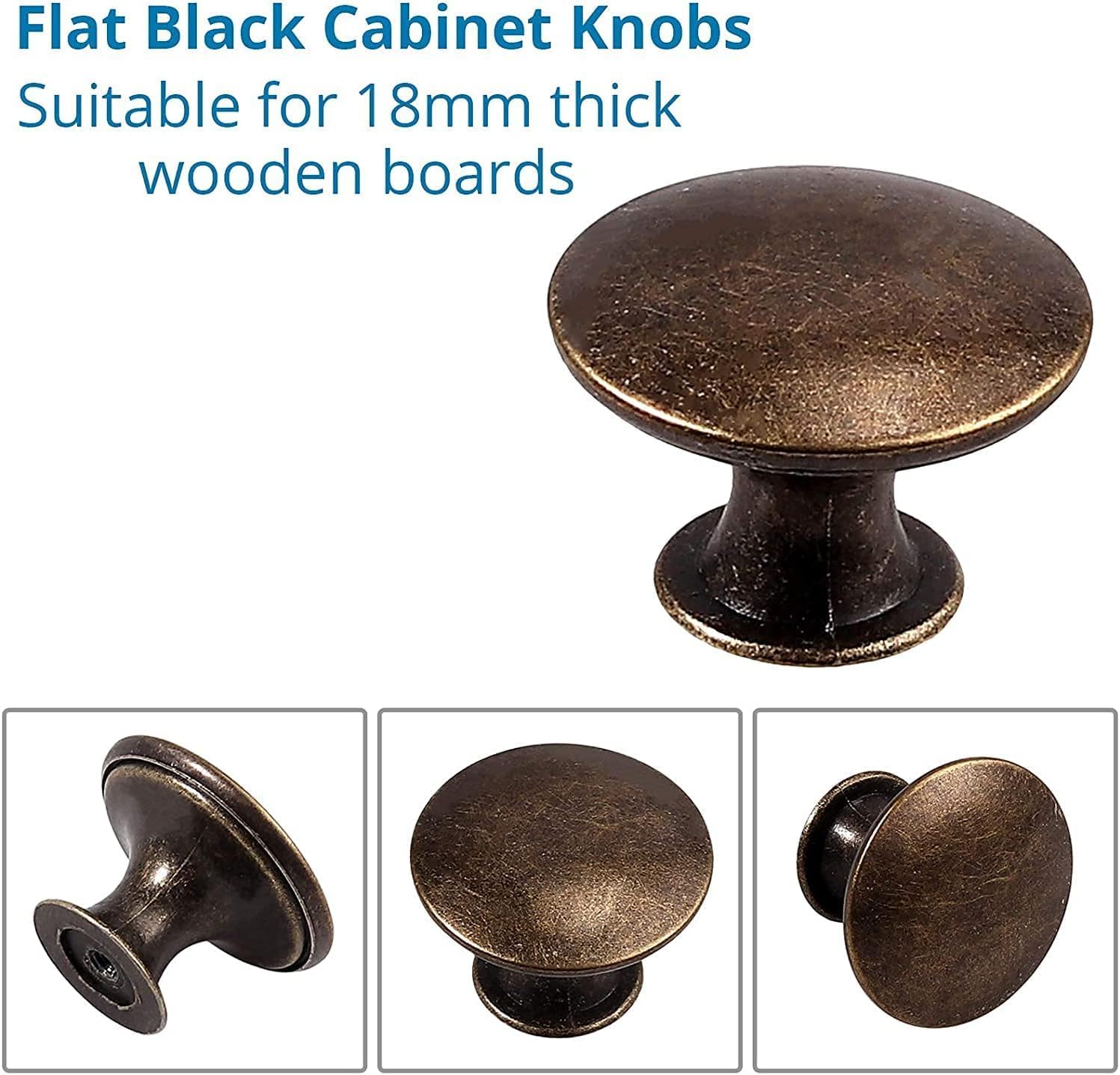ALturN Ring Pull，Door Handles,Retro Pull Handles,Round Knobs, 12 Pcs Door Knobs 31 mm Cabinet Knob Black Drawer Knobs with 12 Fixing Screws Kitchen Cabinet Handle (Color : Black 1) (Color : Bronze 1)
