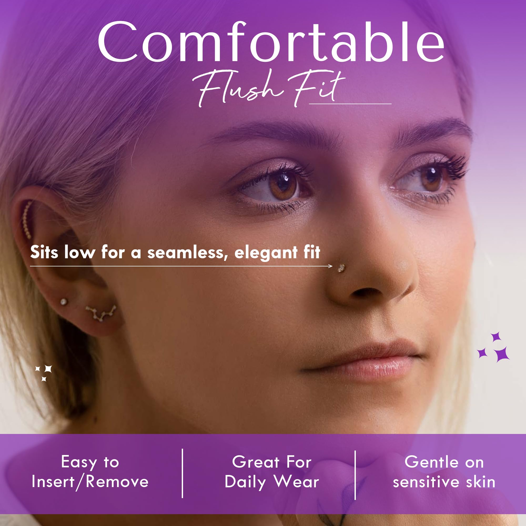 FreshTrends Diamond Nose Ring – 20G 2mm (0.03 ct. tw) Genuine Nose Stud – 14K Real Gold Nose Ring Twist Screw – Made in USA Nose Rings for Women