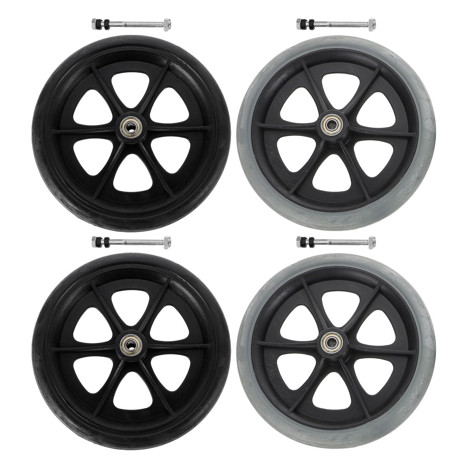 4 Ruedas Delanteras de Repuesto Absorción de Impactos para Silla de Ruedas y Material Resistente Abs y Acero para Uso Interior y Exterior