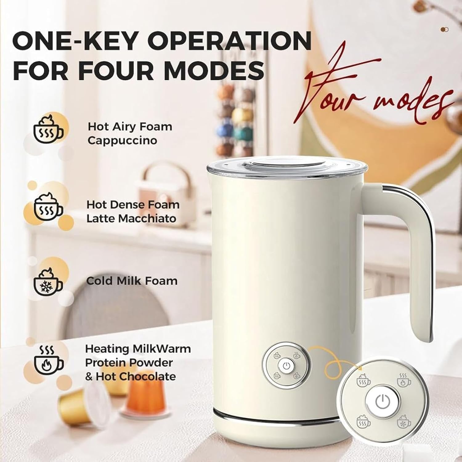 Montalatte elettrico e scaldalatte, vapore automatico per latte caldo e freddo, montalatte per latte, cappuccino, macchiato, capacità 240 ml