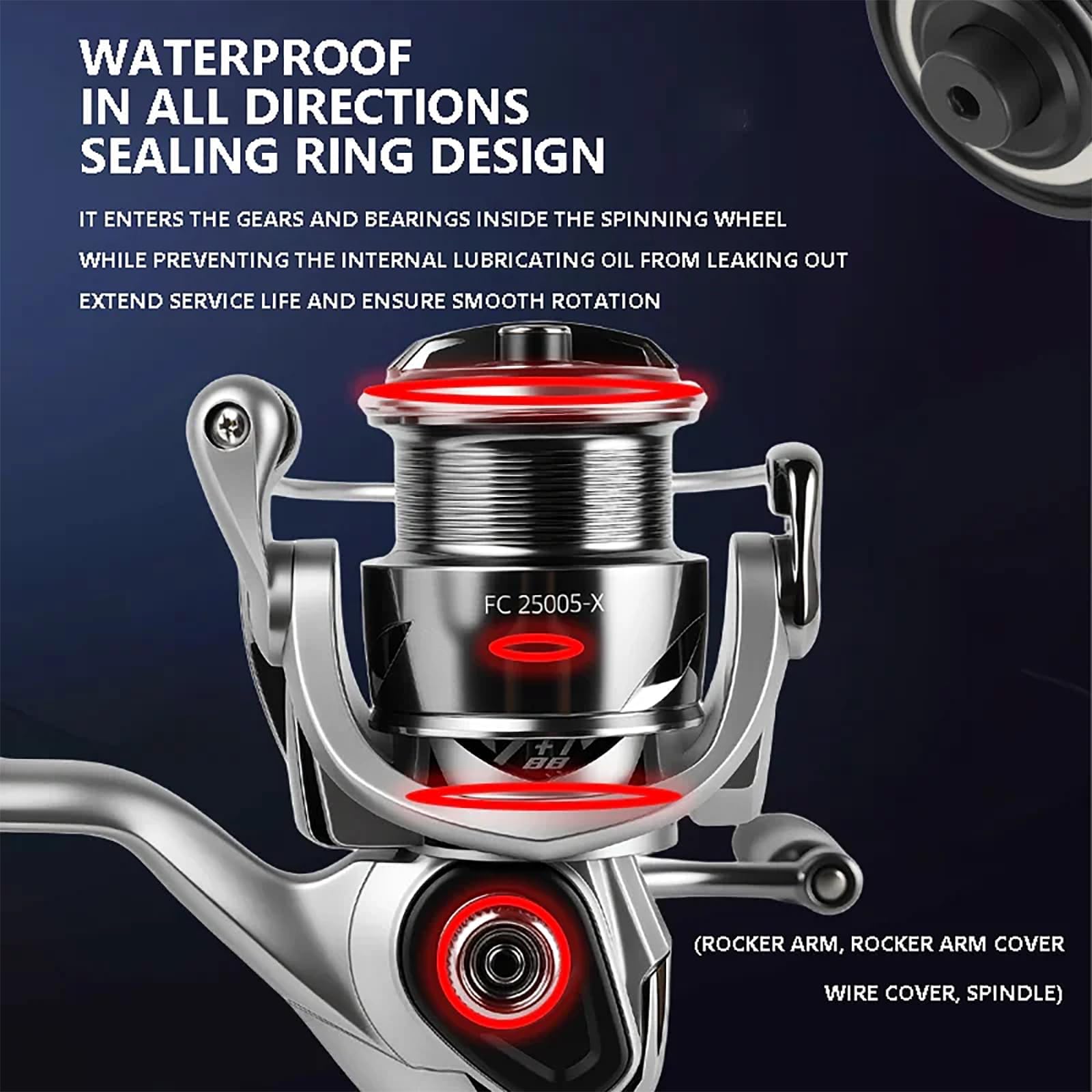 FC Saltwater Spinning Reel,2000 3000 4000 5000 Bass Fishing Reel,7+1 BB Cuscinetti in acciaio inox anticorrosione,15 kg Max Drag,Sistema di allarme di scarico,Bobina in metallo e vite in