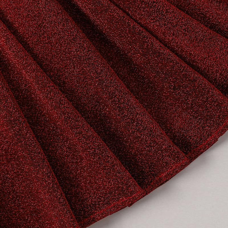 Buy & Try by Dharmikaay Girl's Korean Zari Lycra Frock Dress for Girls Short Frock Baby Princess Western Dresses| Stylish Fancy Kids Clothing for Festival, Fashion (2-3 Years) Maroon - Image 5 thumbnail