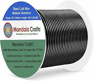 16 Gauge Anodized Aluminum Craft Wire for Jewelry Making - 100 FT Colored Flexible Black Wire - Bendable for Bonsai Armature Crafting Sculpting