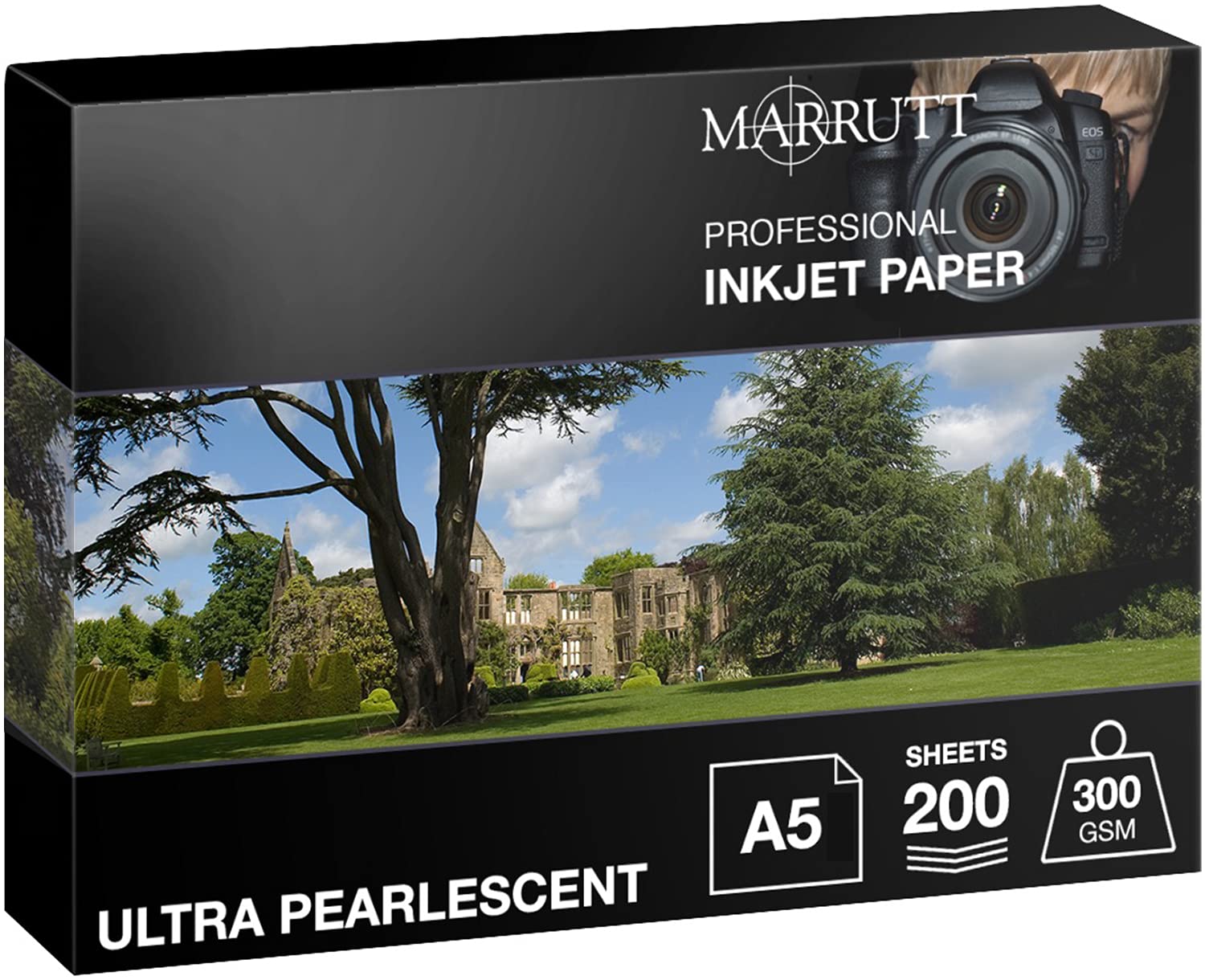 Marrutt 300gsm Ultra Pearlescent Hi-White Inkjet Photo Paper (A5-200 Sheets)
