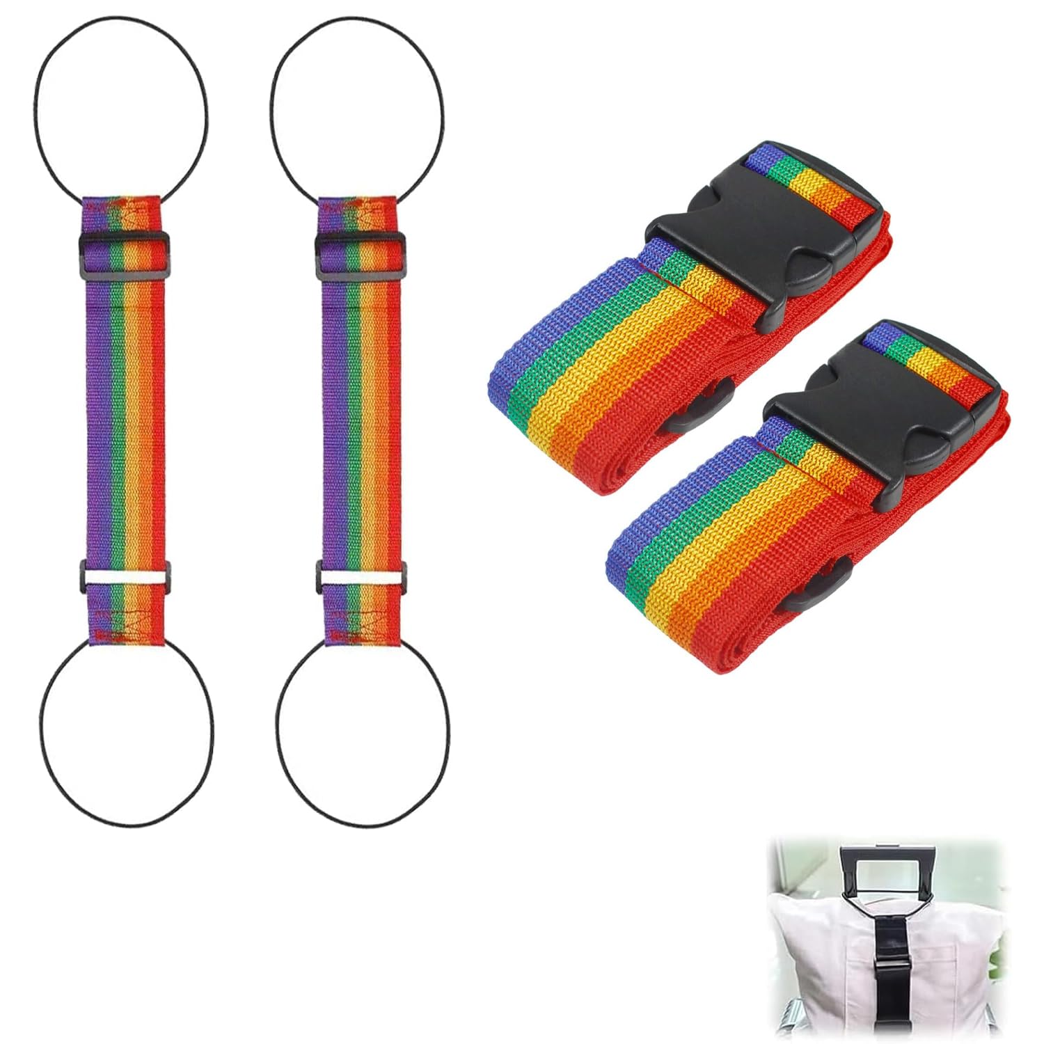 squishy 4 Pcs Luggage Straps for Suitcases, Adjustable Luggage Straps for Suitcases, Secure Multiple Luggage Pieces During Transit, Attach Extra Bags to Main Luggage-picture-14