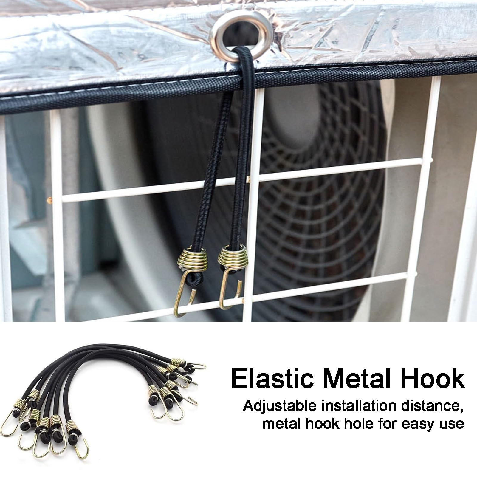 Klimaanlage Abdeckung Außengerät, Schalldämmende Wärmepumpe Abdeckung, Magnetischer Außenklimaanlage Staubschutz, Verlängerte Seitenabdeckung, Elastischer Metallhaken(140x60cm/55x24in)