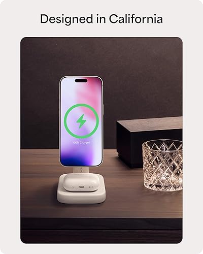Miniatura 11 de Mophie Soporte de carga inalámbrico 2 en 1, certificado Qi2, cargador MagSafe para iPhone y AirPods, estación de carga rápida con soporte ajustable