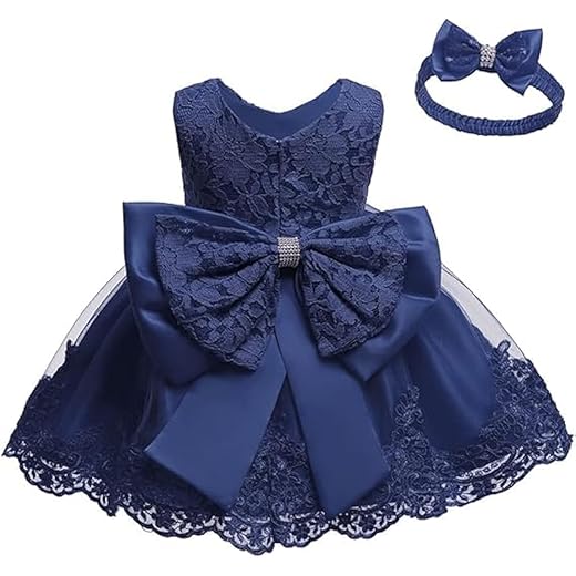 0-2T Vestido de renda infantil com laço grande para bebês meninas sessão de fotos concurso de festa com chapéu