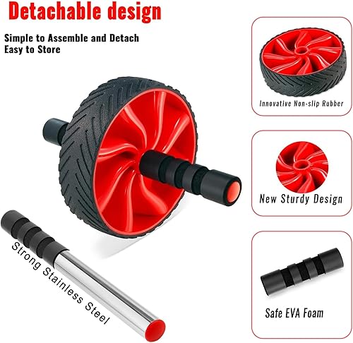 Miniatura 2 de Kit de rueda de rodillo abdominal para abdominales principiantes, equipo de entrenamiento de fuerza central para gimnasio en casa para rodillo