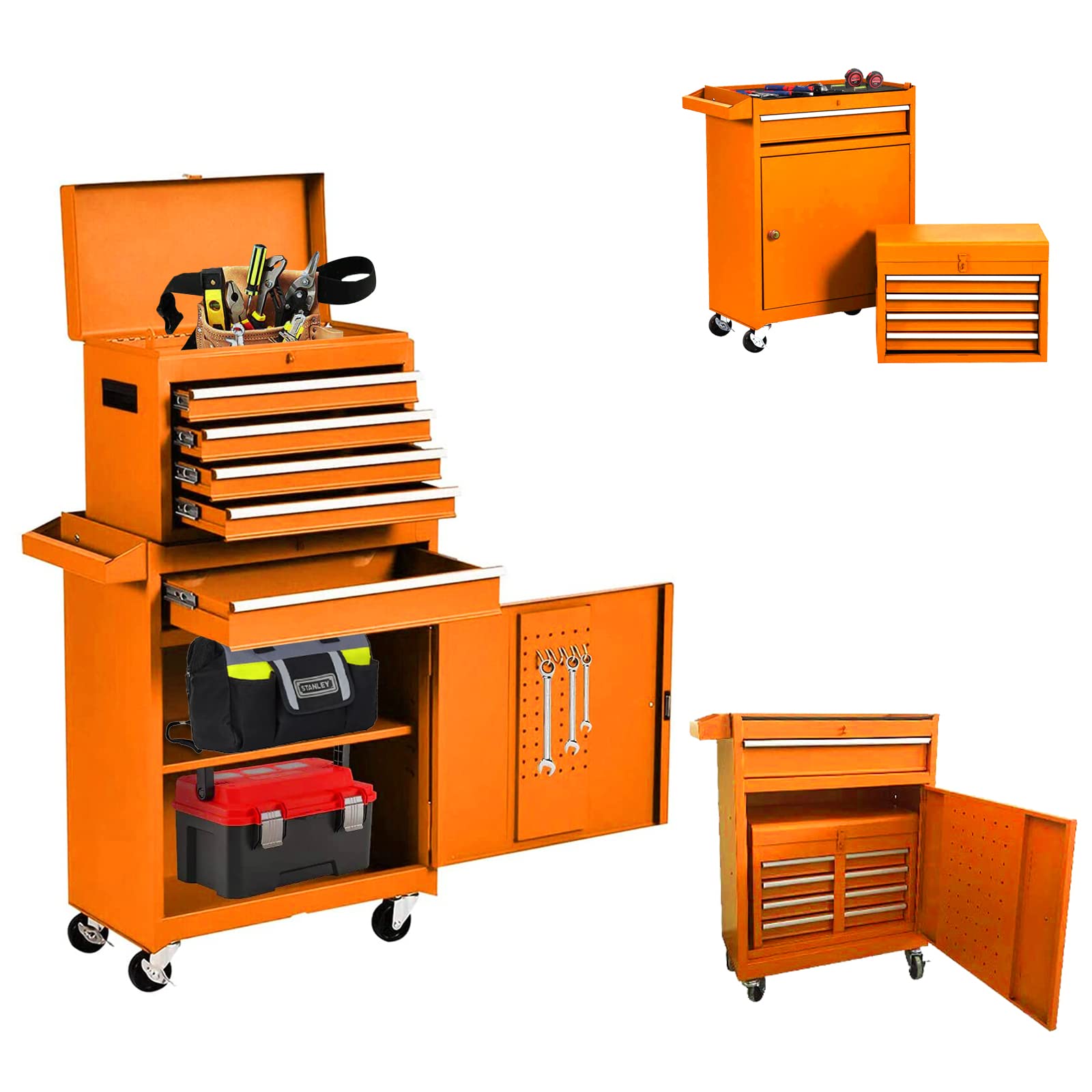 Buy 8 Shelf Large Mechanic Tool Cart Chest 5 Drawer Sliding