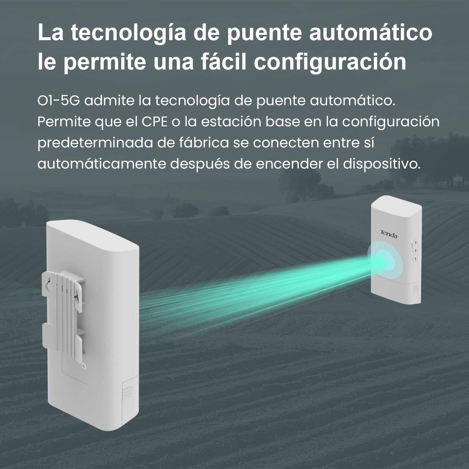 Tenda WiFi Bridge 5GHz 867Mbps, Puente Inalámbrico WiFi Exterior, CPE de Exterior Largo Alcance 1 km, Antena direccional 9dBi, PoE Pasivo, IP65 Resistente al Agua, Paquete de 2(O1-5G)