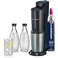 SodaStream - Aqua Fizz Sparkling Water Maker | VALUE BUNDLE | GLASS Carbonator | CQC CO2 System | Includes 2x Elegant Glass Carafes, 2x CO2 Cylinders, 2x Bubly Flavor Drops | Dishwasher Safe | Black