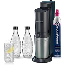 SodaStream - Aqua Fizz Sparkling Water Maker | VALUE BUNDLE | GLASS Carbonator | CQC CO2 System | Includes 2x Elegant Glass Carafes, 2x CO2 Cylinders, 2x Bubly Flavor Drops | Dishwasher Safe | Black