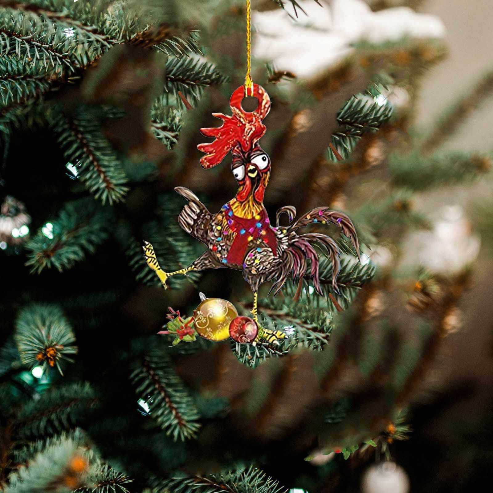 6-teiliges Huhn-Weihnachtsbaumschmuck Set – Acryl-Anhänger Für Festliche Baumdekoration