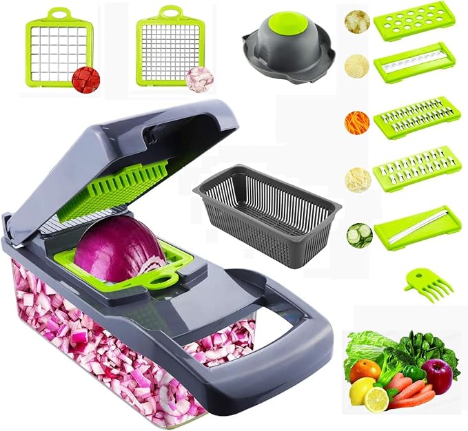 Cortadora y picadora de vegetales 12 en 1 con 7 cuchillas miniatura 5