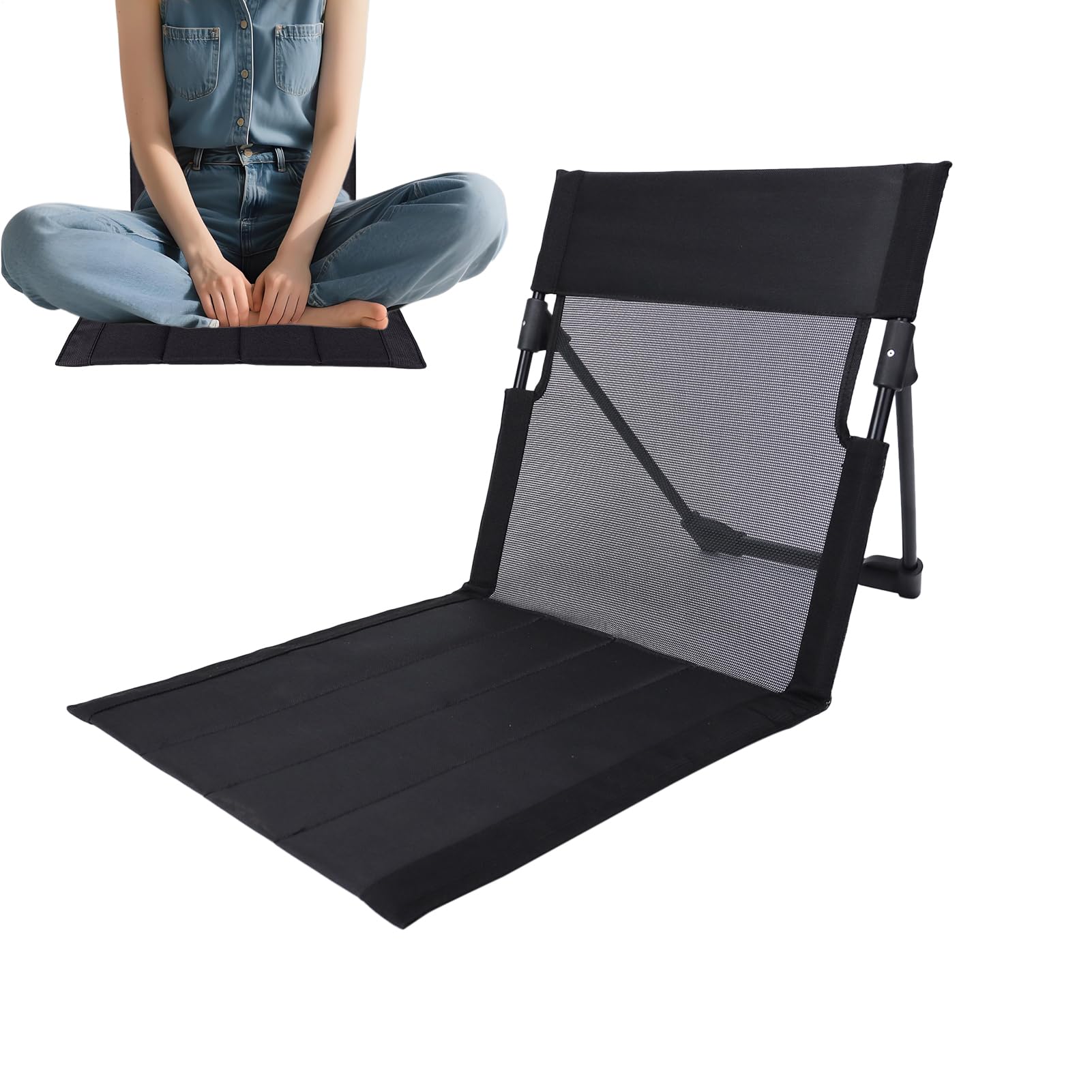 Chaise de camping pliante dossier pliable siège de sol sans pieds pour pique-nique et plage